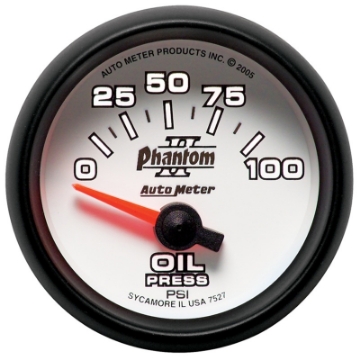 Picture of Autometer Phantom II 52mm Short Sweep Electronic 0-100psi Oil Pressure Gauge