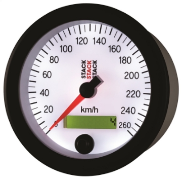 Picture of Autometer Stack Instruments 88MM 0-260 KM-H Programmable Speedometer - White