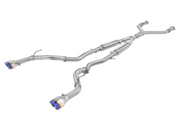 Picture of aFe POWER Takeda 2-5in 304 SS CB Exhaust w- Blue Flame Tips 17-19 Infiniti Q60 V6-3-0L tt