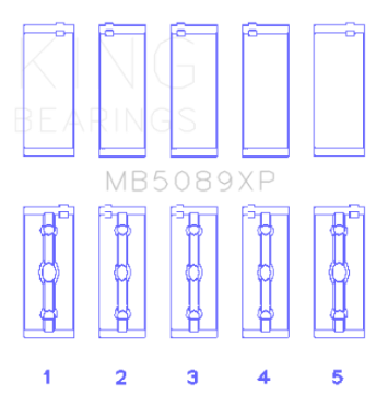 Picture of King Engine Bearings Toyota 1RZ-2RZ-3RZ Crankshaft Main Bearing Set Set of 5