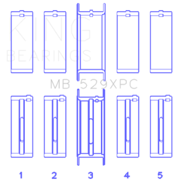 Picture of King Ford 260CI-289CI-302 5-0L Windsor Coated Crankshaft Main Bearing Set of 5 Size -010