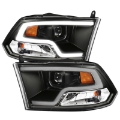 Picture of ANZO 09-18 Dodge Ram 1500 Plank Style Projector Headlights Black w- Halo