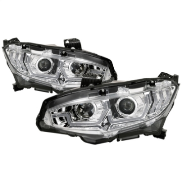 Picture of Spyder 16-18 Honda Civic 4Dr w-LED Seq Turn Sig Lights Proj Headlight - Chrome - PRO-YD-HC16-SEQ-C