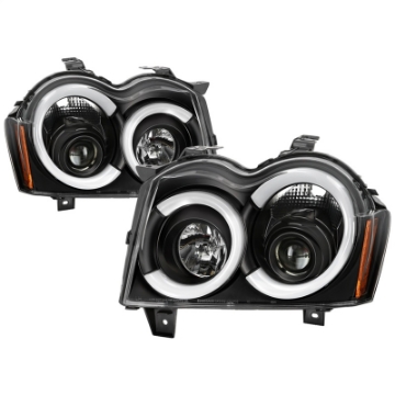Picture of Spyder 05-07 Jeep Grand Cherokee - Light Bar Projector Headlights - Black - PRO-YD-JGC05V2-LB-BK