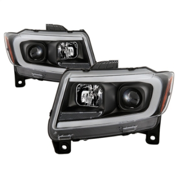 Picture of Spyder 11-13 Jeep Grand Cherokee - Light Bar Proj Headlights - Halo Model - Blk - PRO-YD-JGC11-LB-BK