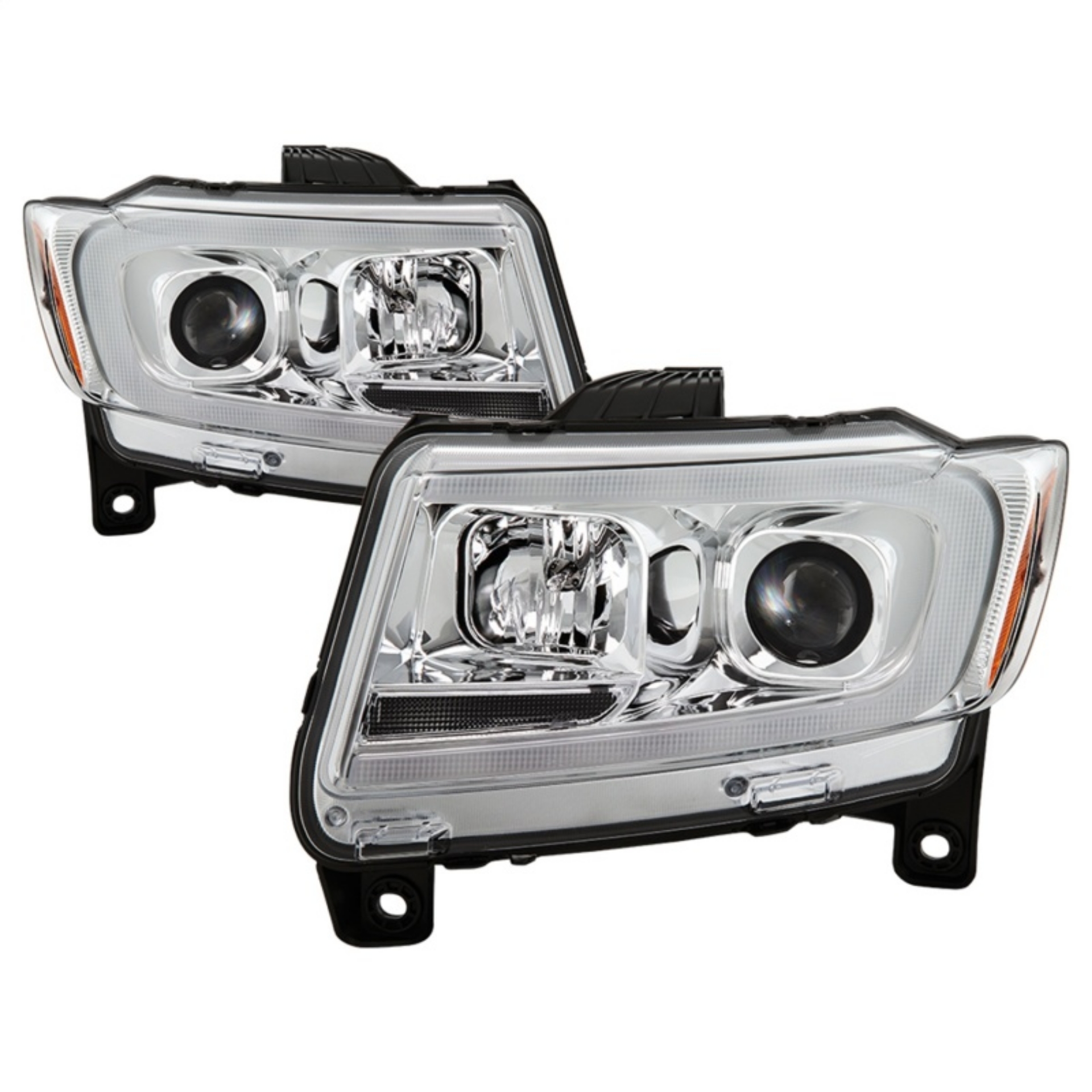 Picture of Spyder 11-13 Jeep Grand Cherokee - Light Bar Proj Headlights - Halo Model - Chro - PRO-YD-JGC11-LB-C