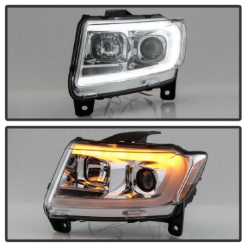 Picture of Spyder 11-13 Jeep Grand Cherokee - Light Bar Proj Headlights - Halo Model - Chro - PRO-YD-JGC11-LB-C