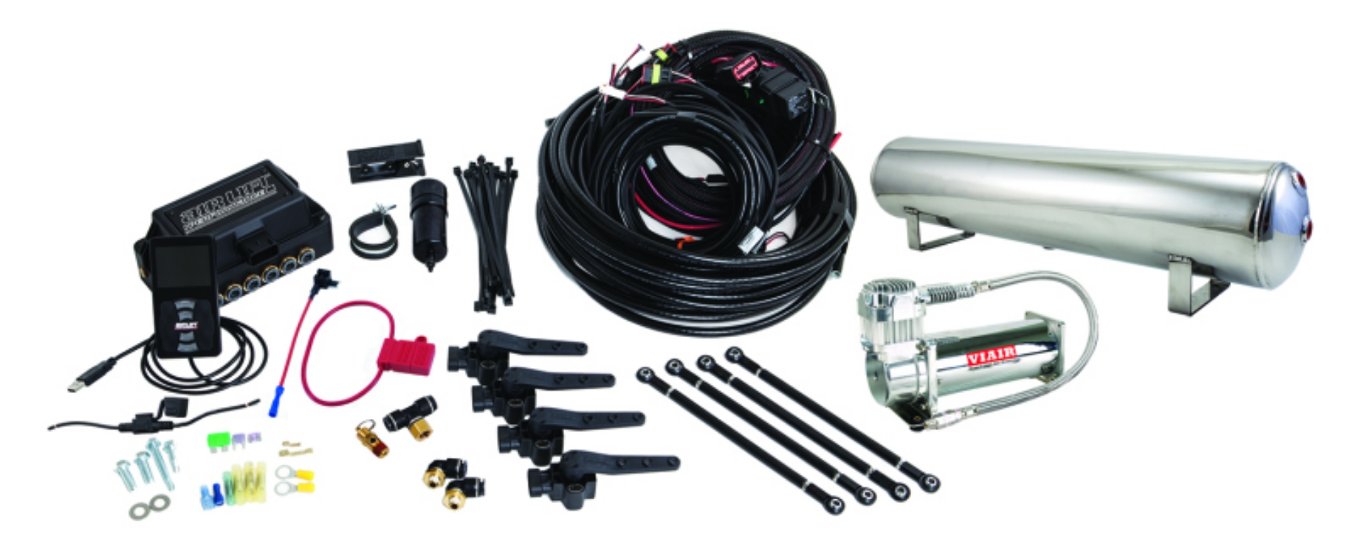 Picture of Air Lift Performance 3H 3-8 Air Line 4 Gal 5-Port  Polished Aluminum Tank VIAIR 444C Comp