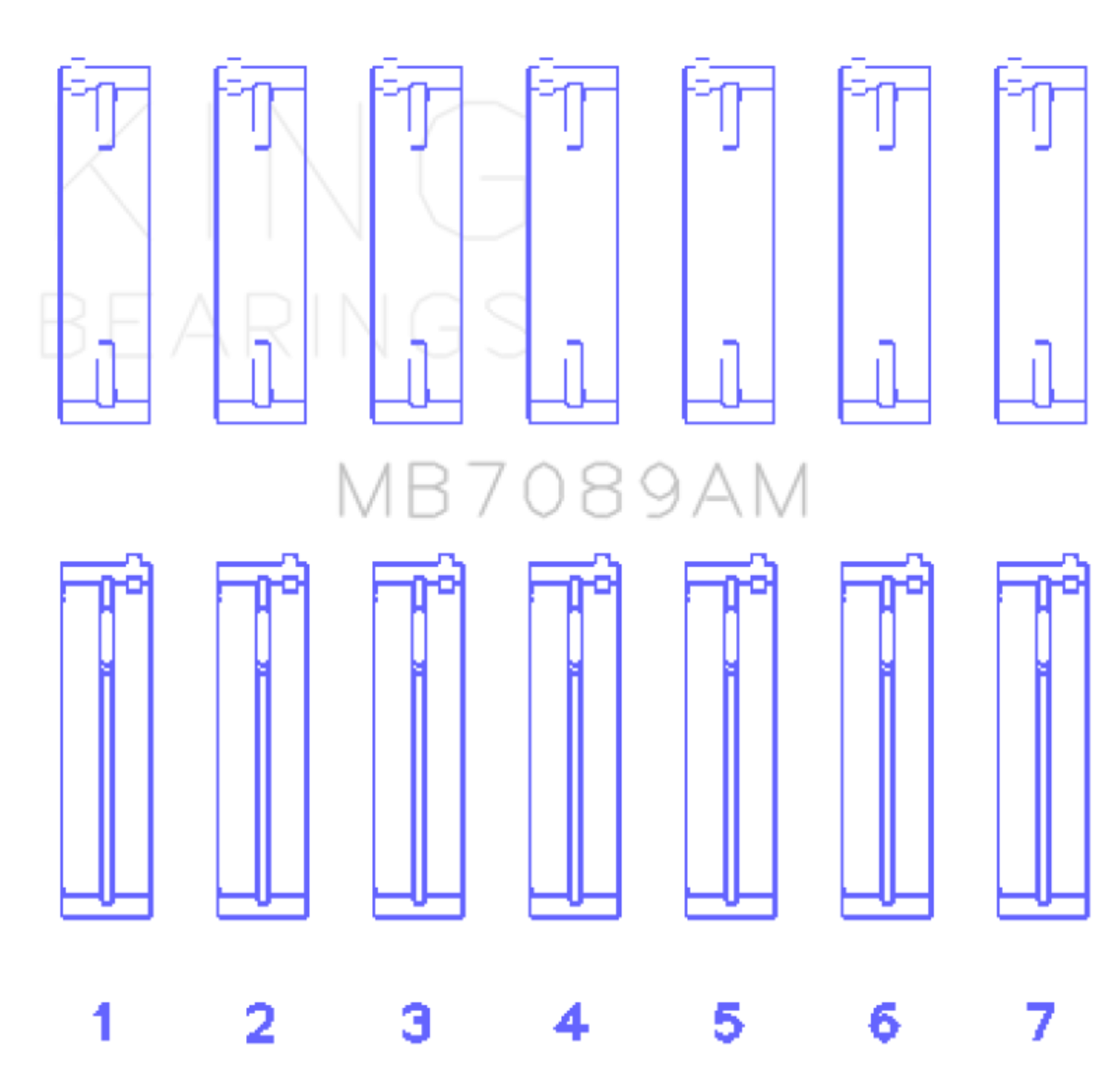 Picture of King Engine Bearings Audi-Volkswagen ABV-AES-AUE Crankshaft Main Bearing Set Set of 7 - Size STD
