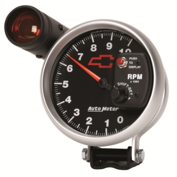 Picture of Autometer GM Bowtie Black 5in 10000 RPM Pedestal Electronic Tachometer w- Ext Shift Light
