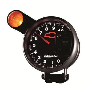 Picture of Autometer GM Bowtie Black 5in 10000 RPM Pedestal Electronic Tachometer w- Ext Shift Light
