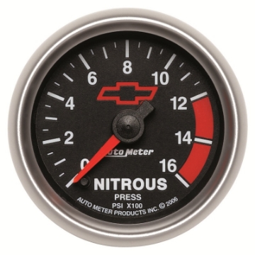 Picture of Autometer GM Bowtie Black 2-1-16in 0-1600 PSI Nitrous Pressure - Digital Stepper Motor