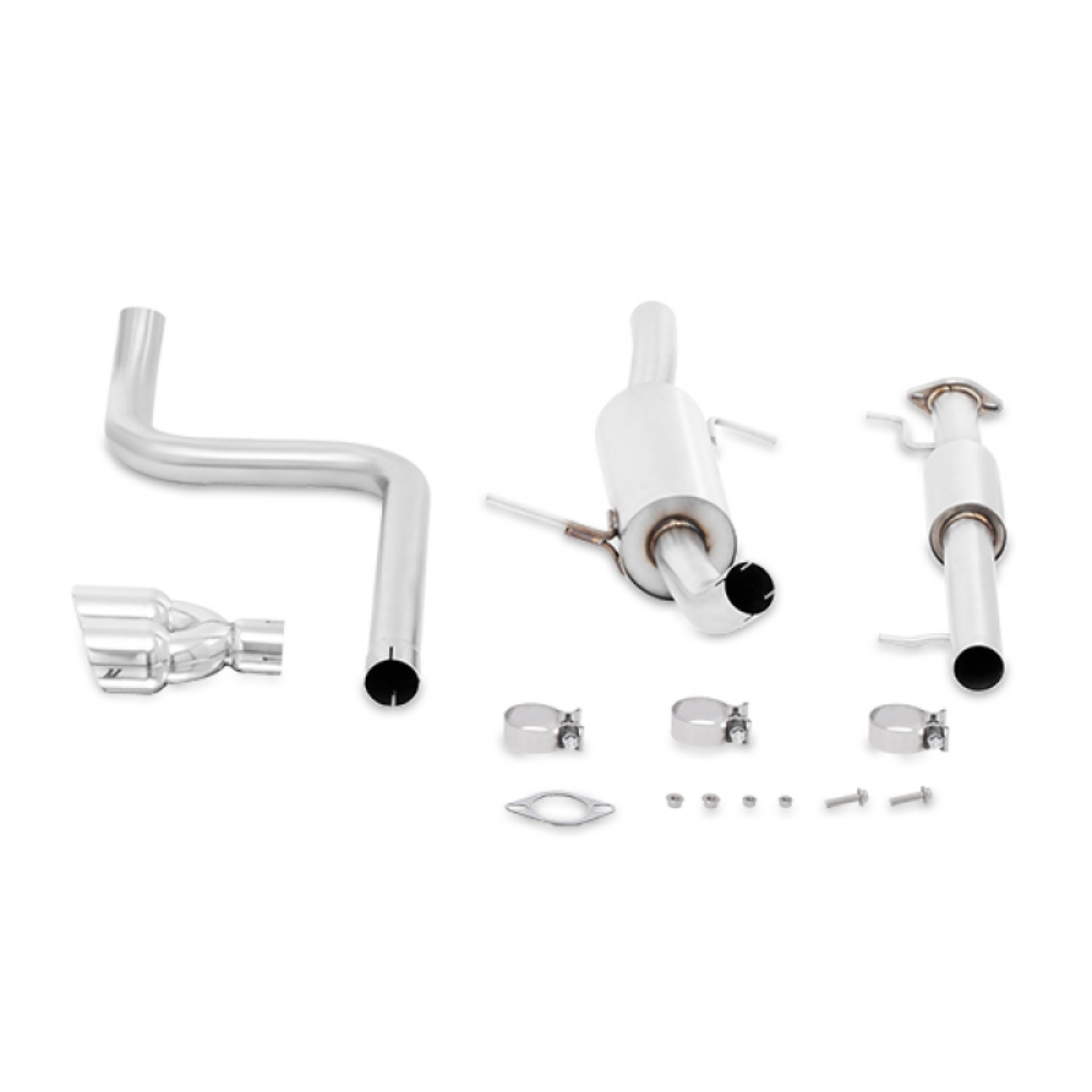 Picture of Mishimoto 14-16 Ford Fiesta ST 1-6L 2-5in Stainless Steel Resonated Cat-Back Exhaust w- Polish Tips