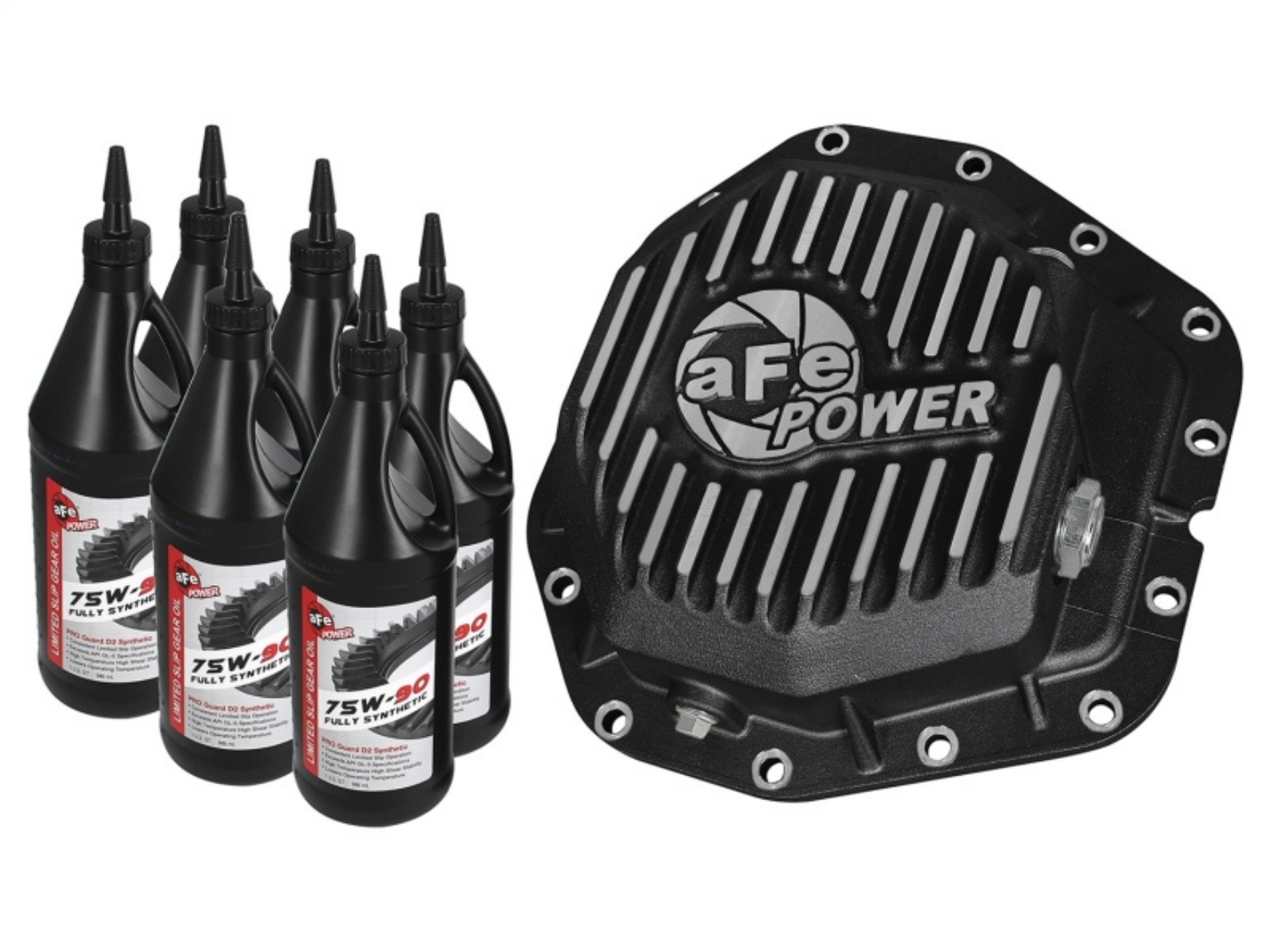 Picture of aFe Power Rear Diff Cover Black w-Machined Fins 17-19 Ford 6-7L td Dana M300-14 Dually w- Oil
