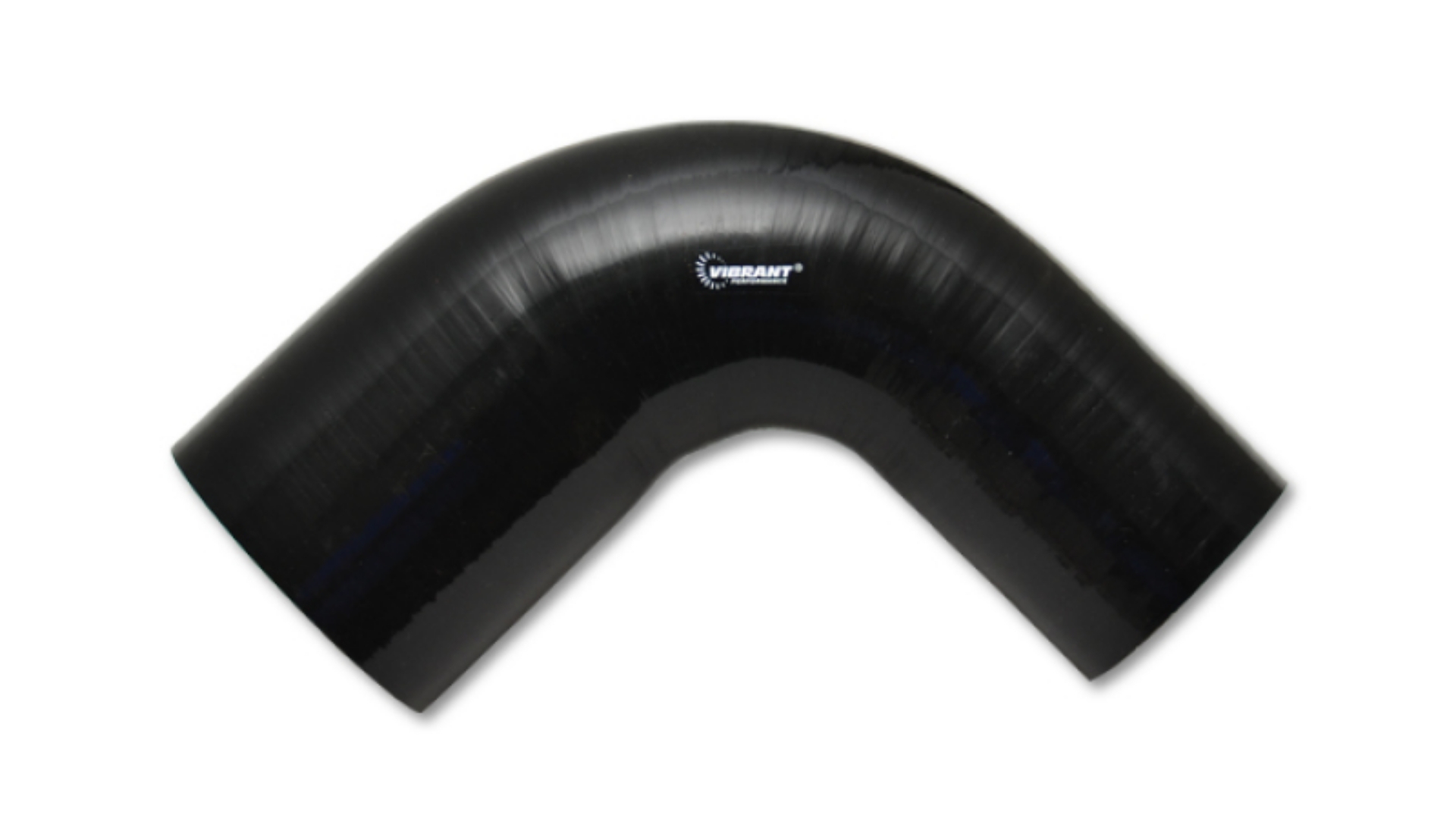 Picture of Vibrant 1-25in ID x 1-5in ID x 4in Long Gloss Black Silicone 90 Degree Transition Elbow