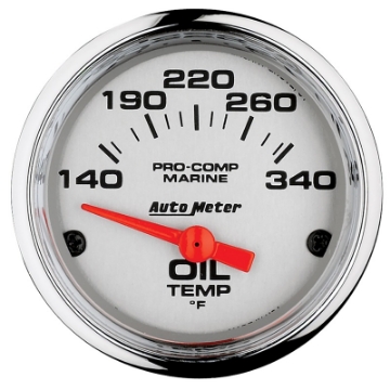 Picture of Autometer Marine Chrome Ultra-Lite 2-1-16in Electric Oil Temperature Gauge 140-300 Deg F