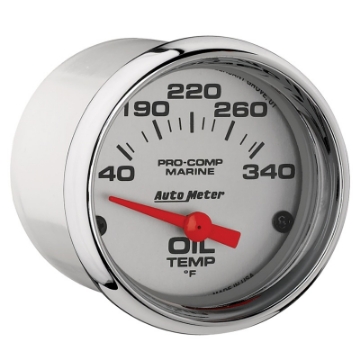 Picture of Autometer Marine Chrome Ultra-Lite 2-1-16in Electric Oil Temperature Gauge 140-300 Deg F