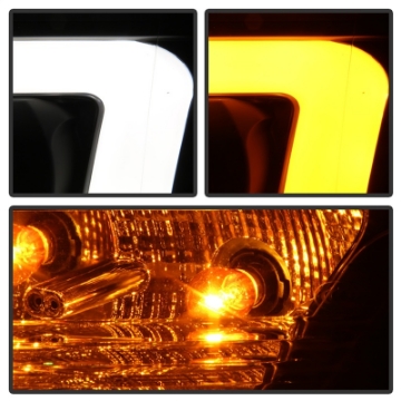 Picture of Spyder 09-14 Ford F-150 Projector Headlights - Halogen Model Light Bar - Blk PRO-YD-FF15009-SBLB-BK