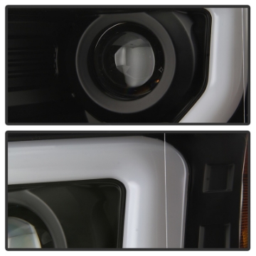 Picture of Spyder 09-14 Ford F-150 Projector Headlights - Halogen Model Light Bar - Blk PRO-YD-FF15009-SBLB-BK