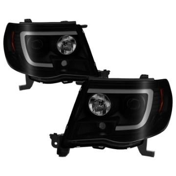 Picture of Spyder 05-11 Toyota Tacoma Ver 2 Proj Headlights - Light Bar DRL - Black Smoke PRO-YD-TT05V2-LB-BSM