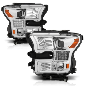 Picture of ANZO 15-17 Ford F-150 Proj Headlights w- Plank Style Design Chrome w- Amber Sequential Turn Signal