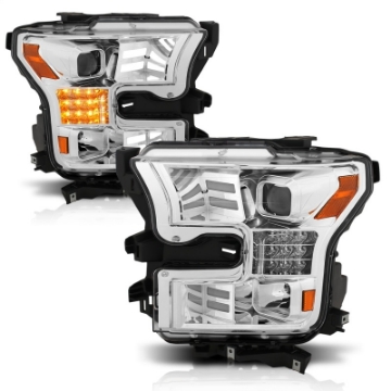 Picture of ANZO 15-17 Ford F-150 Proj Headlights w- Plank Style Design Chrome w- Amber Sequential Turn Signal