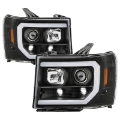 Picture of Spyder 07-13 GMC Sierra 1500-3500 Ver 2 Proj Headlights - DRL LED - All Blk PRO-YD-GS07V2-LBDRL-BKV2