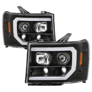 Picture of Spyder 07-13 GMC Sierra 1500-3500 Ver 2 Proj Headlights - DRL LED - All Blk PRO-YD-GS07V2-LBDRL-BKV2