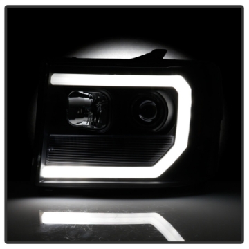 Picture of Spyder 07-13 GMC Sierra 1500-3500 Ver 2 Proj Headlights - DRL LED - All Blk PRO-YD-GS07V2-LBDRL-BKV2