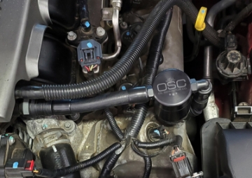 Picture of J&L 05-10 Ford Mustang GT Driver Side Oil Separator 3-0 V2 - Black Anodized