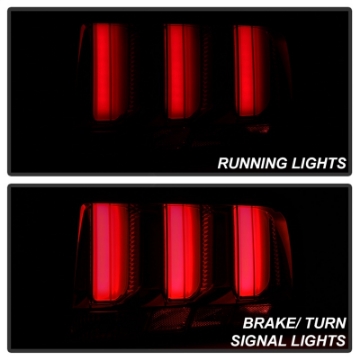 Picture of Spyder 05-09 Ford Mustang Red Light Bar LED Tail Lights - Smoke ALT-YD-FM05V3-RBLED-SM