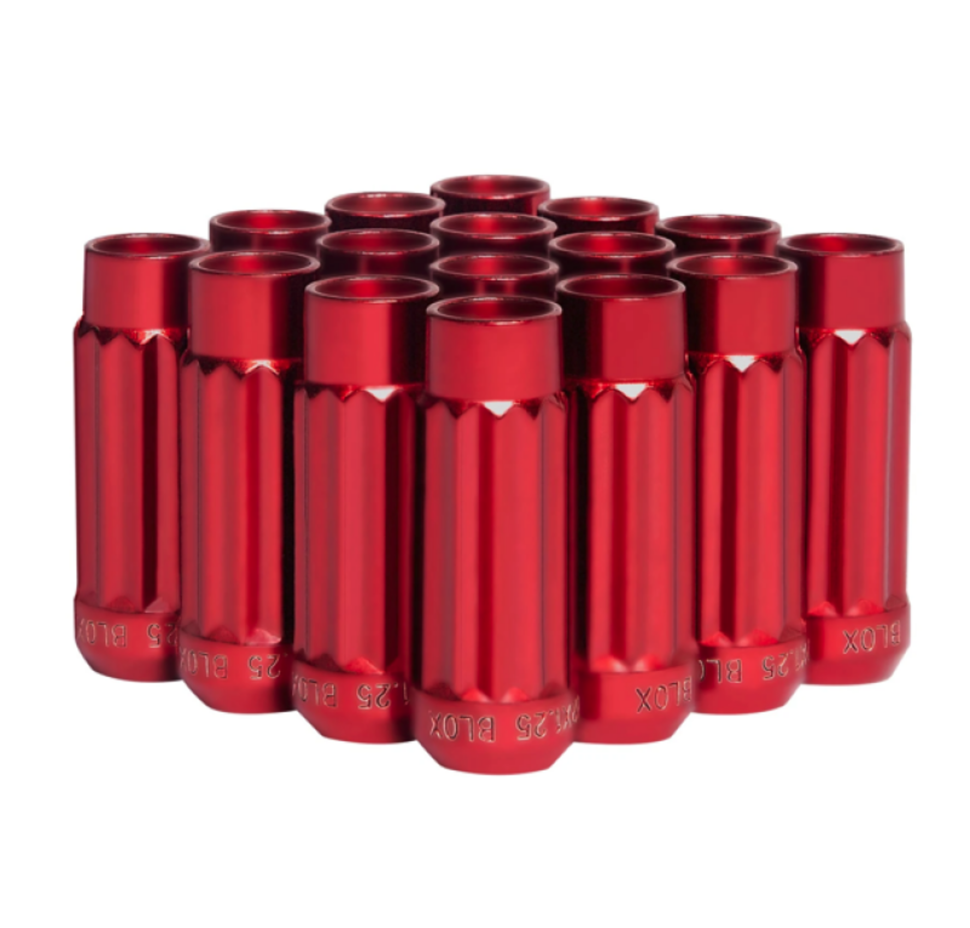 Picture of BLOX Racing 12-Sided P17 Tuner Lug Nuts 12x1-25 - Red Steel - Set of 16
