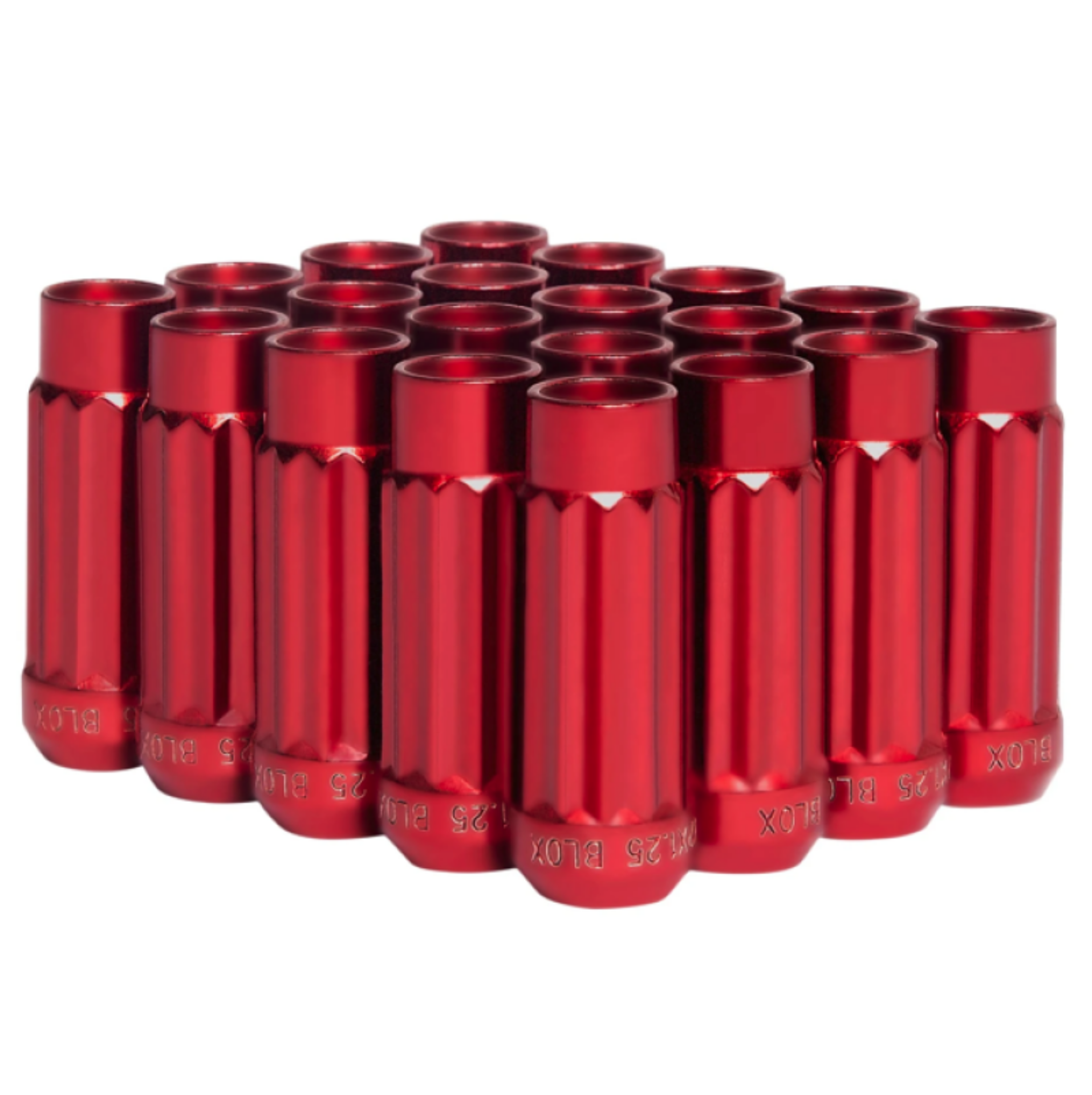 Picture of BLOX Racing 12-Sided P17 Tuner Lug Nuts 12x1-25 - Red Steel - Set of 20
