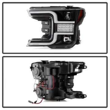 Picture of Spyder 18-19 Ford F-150 Proj Headlights - Halogen Model - LED Seq Turn - Blk PRO-YD-FF15018-LBSEQ-BK