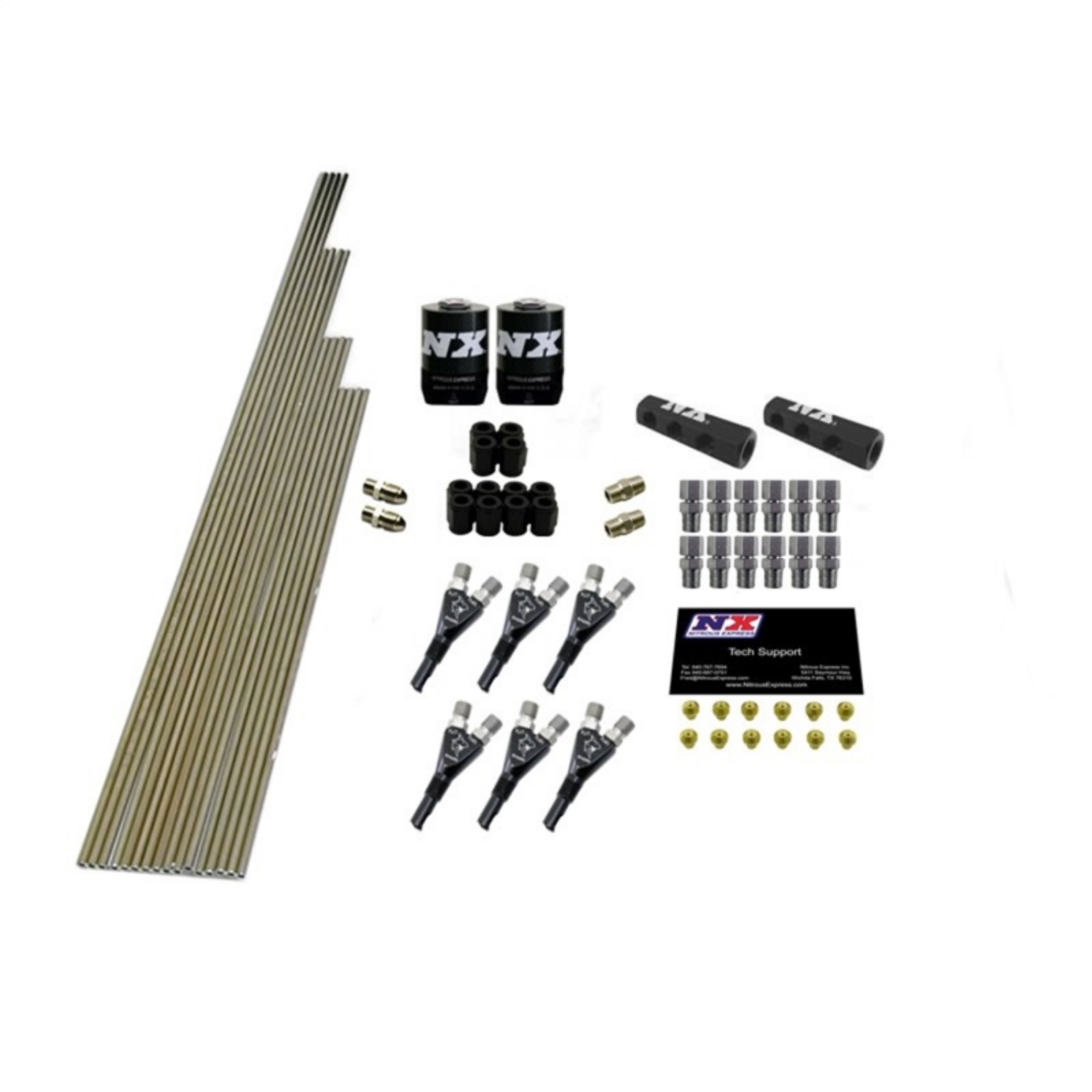 Picture of Nitrous Express 6 Cyl Shark Plumb Kit w-2 Solenoids & 150HP Jets Incl Hardware