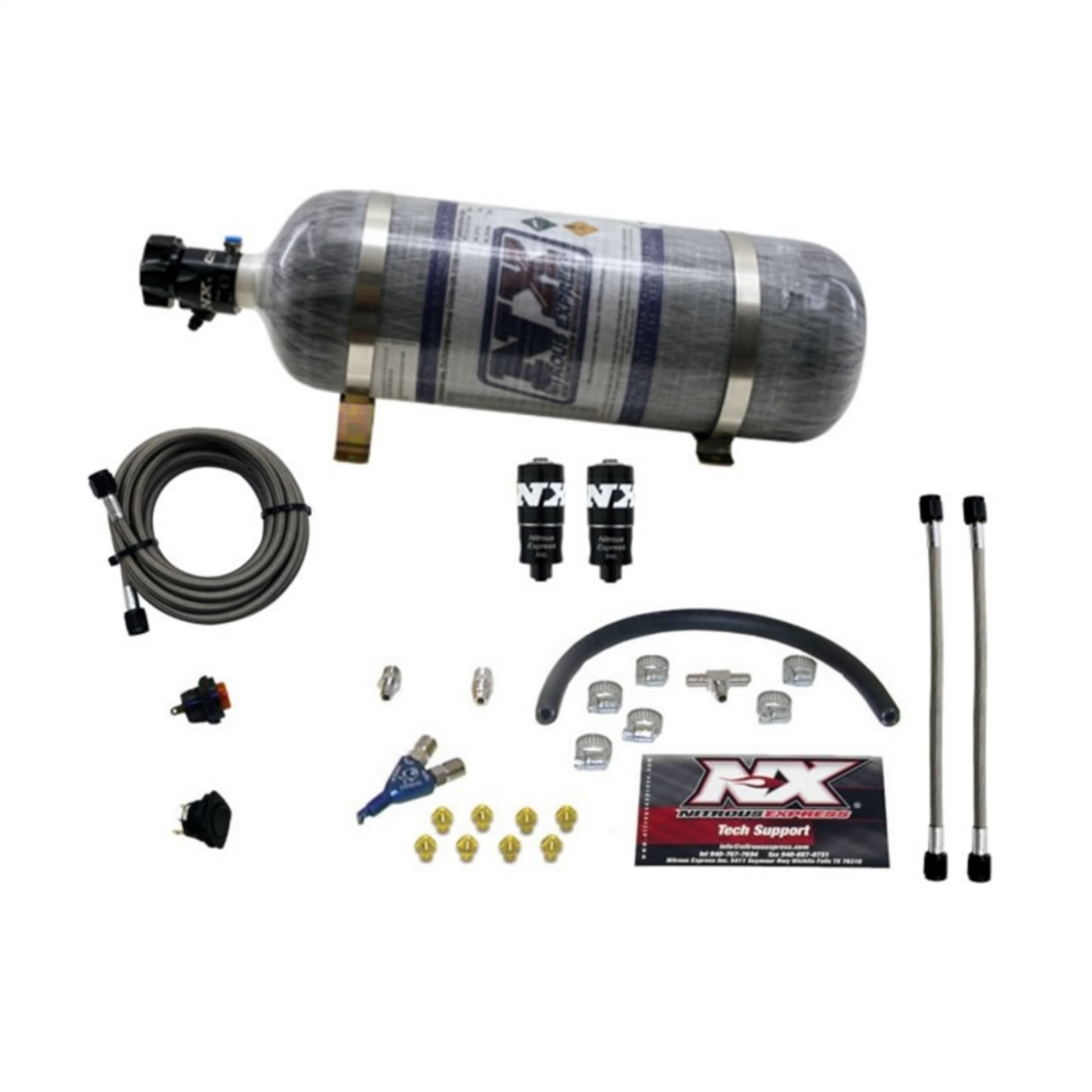 Picture of Nitrous Express Hitman EFI Single Nozzle Piranha Nitrous Kit 35-75HP w-Composite Bottle