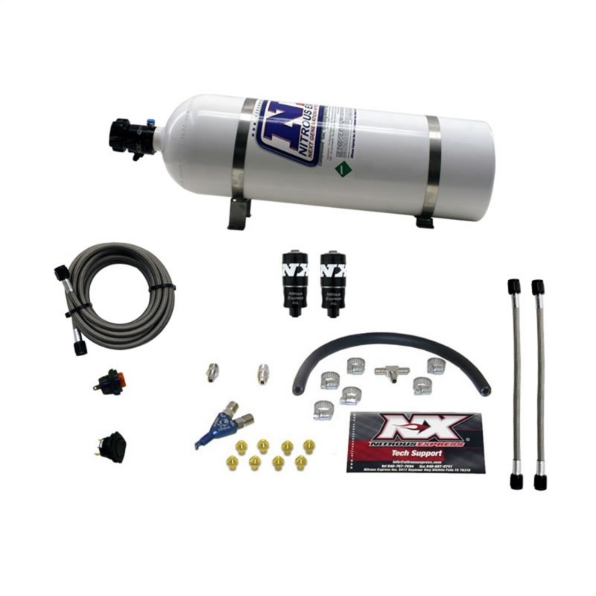 Picture of Nitrous Express Hitman EFI Single Nozzle Piranha Nitrous Kit 35-75HP w-15lb Bottle