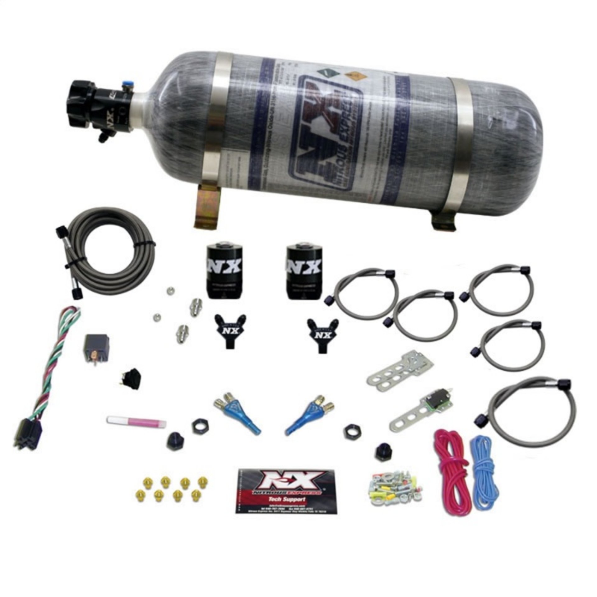 Picture of Nitrous Express 92-95 Dodge V8 TBI Dual Nozzle Nitrous Kit 50-125HP w-Composite Bottle