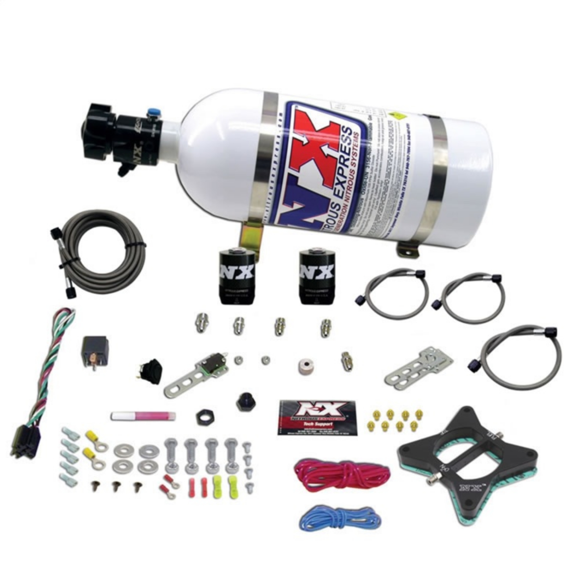Picture of Nitrous Express 96-04 Ford Mustang 4-6L 2 Valve Nitrous Plate Kit w-10lb Bottle