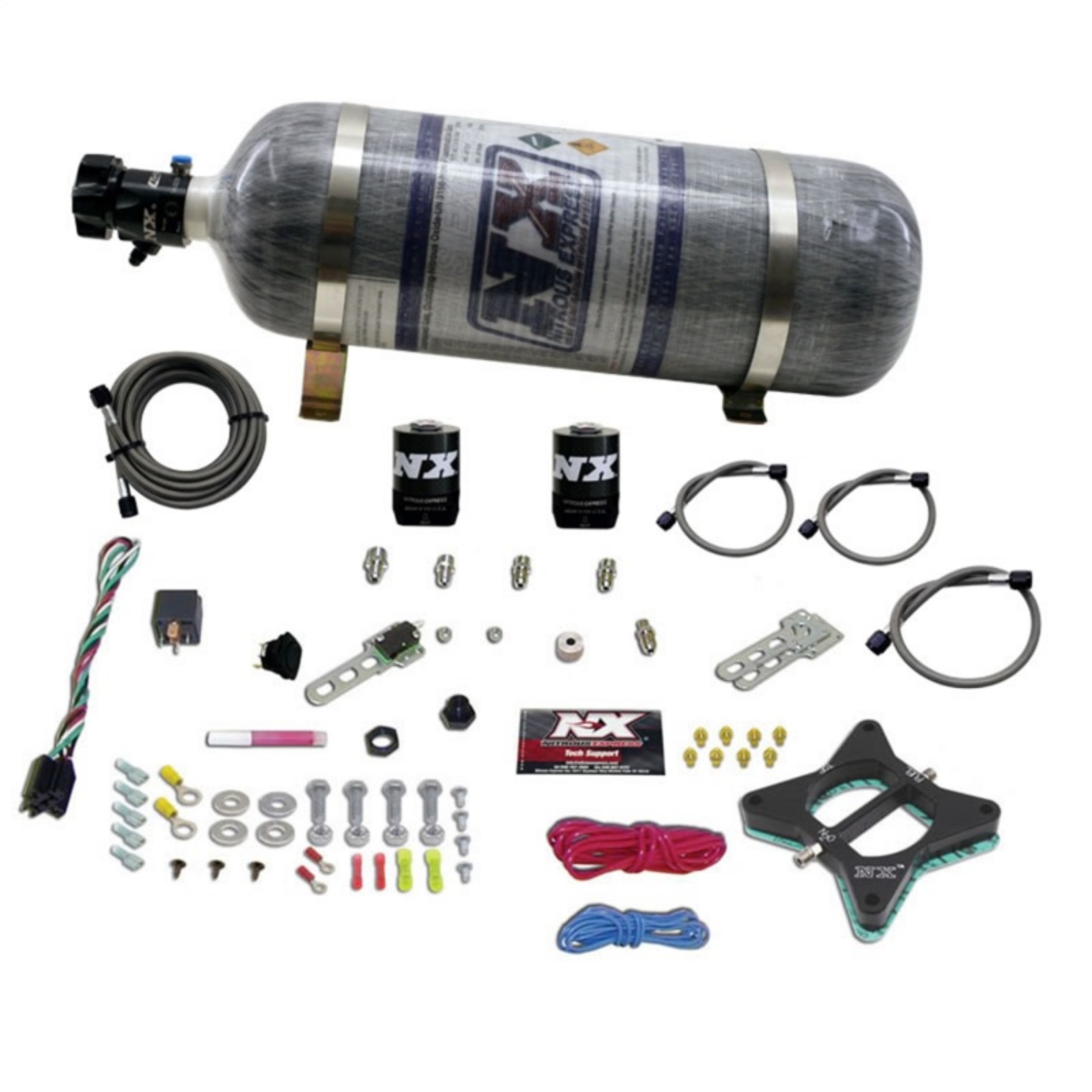 Picture of Nitrous Express 96-04 Ford Mustang 4-6L 2 Valve Nitrous Plate Kit w-Composite Bottle
