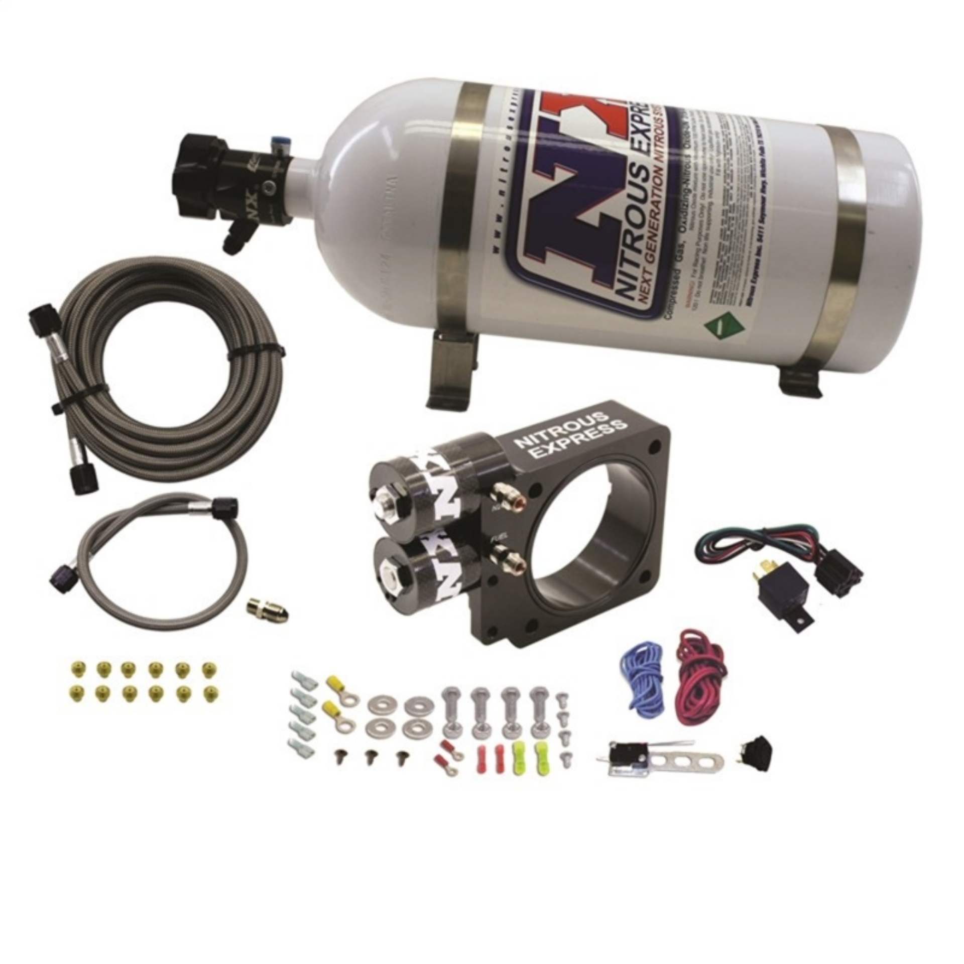 Picture of Nitrous Express 86-93 Ford Mustang GT 5-0L Pushrod Nitrous Plate Kit w-10lb Bottle