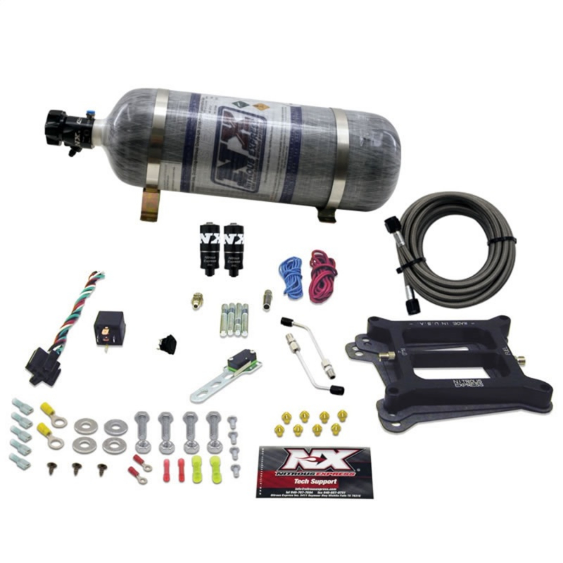 Picture of Nitrous Express 4150 Hitman Plus 4-BBL Nitrous Kit 50-200HP w-Composite Bottle