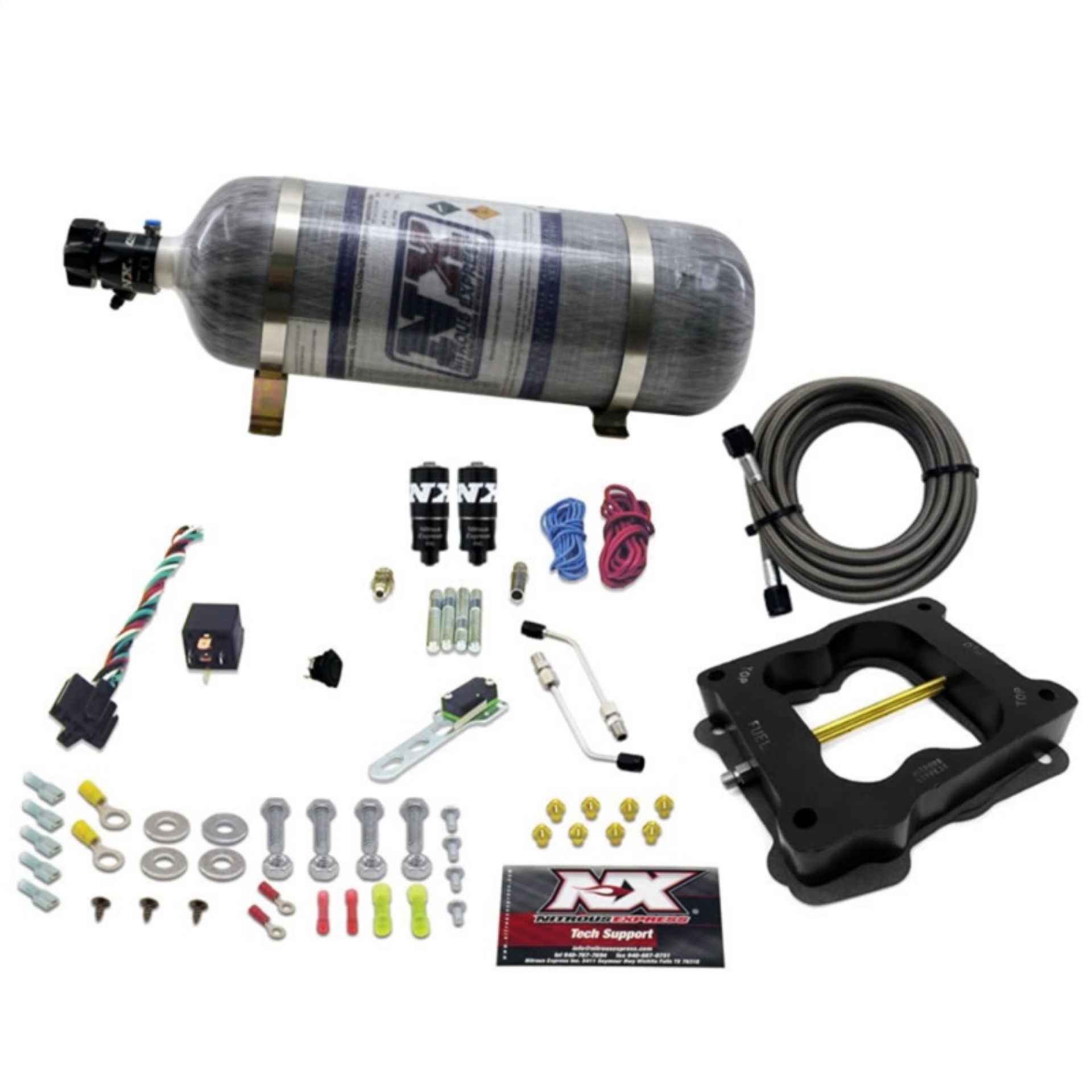 Picture of Nitrous Express Q-Jet-Holley Spread Bore Hitman Plus Nitrous Kit w-Composite Bottle