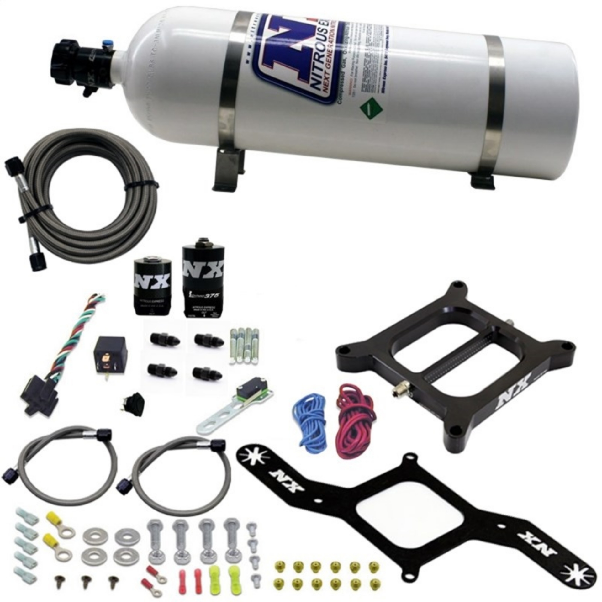 Picture of Nitrous Express 4150 RNC Conventional Nitrous Plate Kit w--375in Solenoid w-15lb Bottle