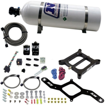 Picture of Nitrous Express 4150 RNC Conventional Nitrous Plate Kit w--375in Solenoid w-15lb Bottle