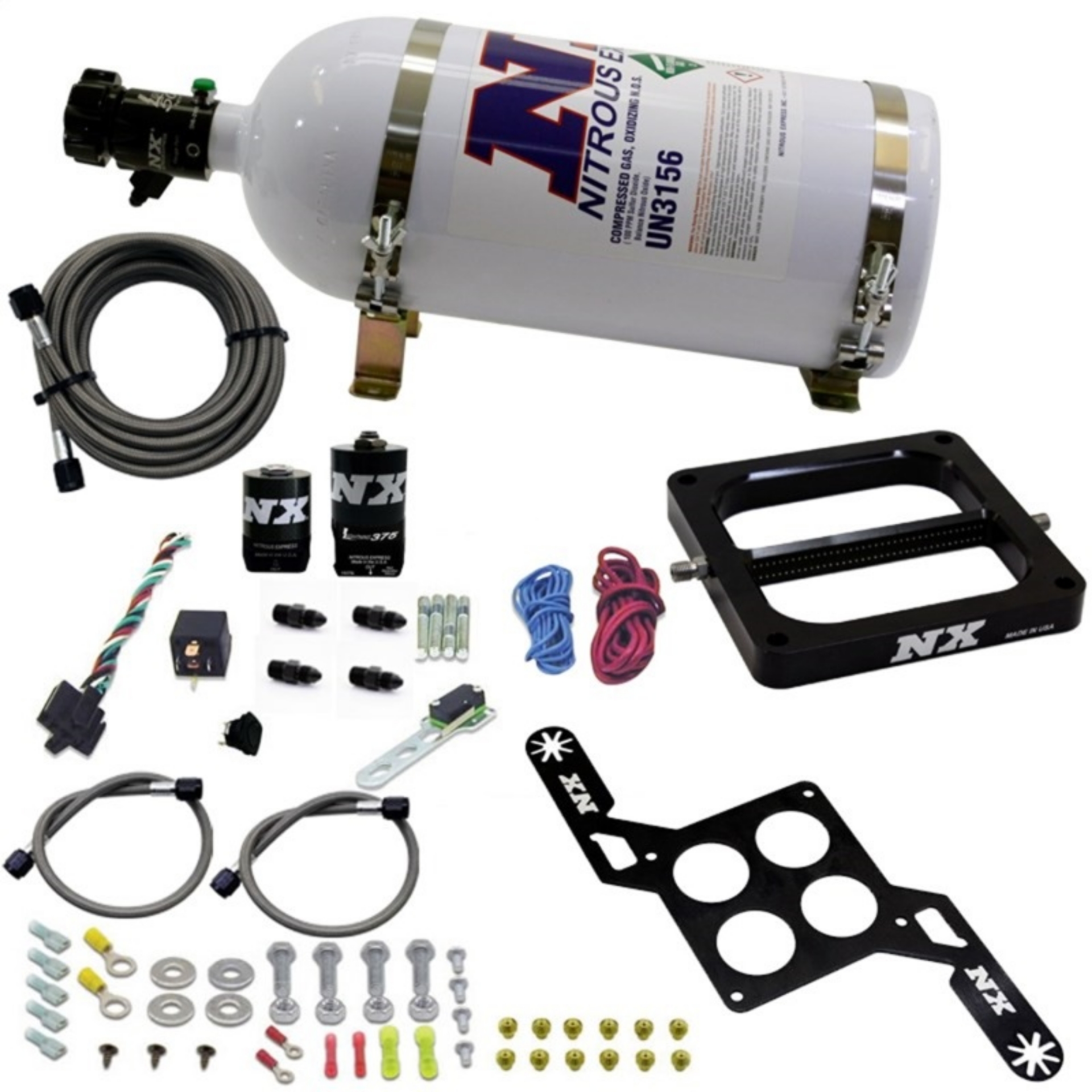 Picture of Nitrous Express 4500 RNC Conventional Nitrous Plate Kit w--375in Solenoid w-10lb Bottle