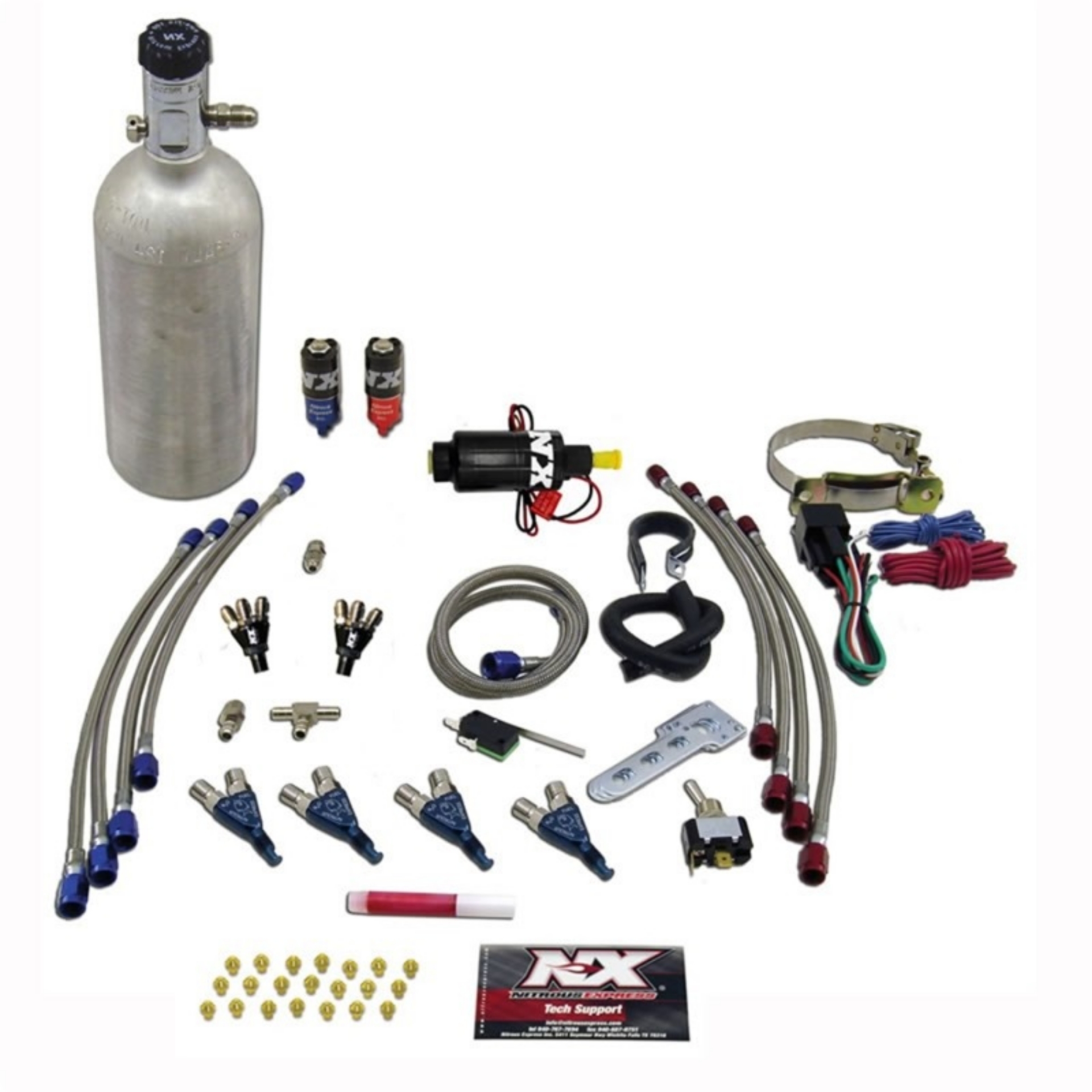 Picture of Nitrous Express 4 Cyl Piranha Nitrous Kit For EFI Applications w-1-4lb Bottle