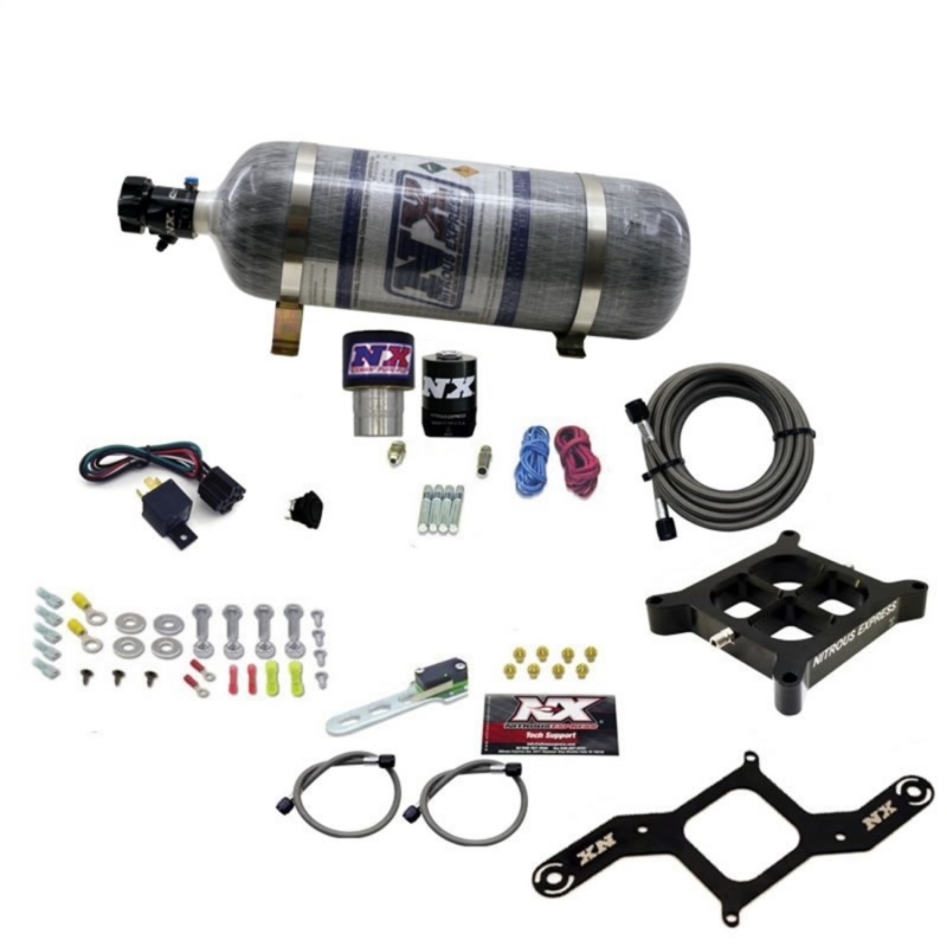 Picture of Nitrous Express Single Entry Crossbar RNC -178 4150 Flange Nitrous Kit 250-650HP w-Compsite Bottle