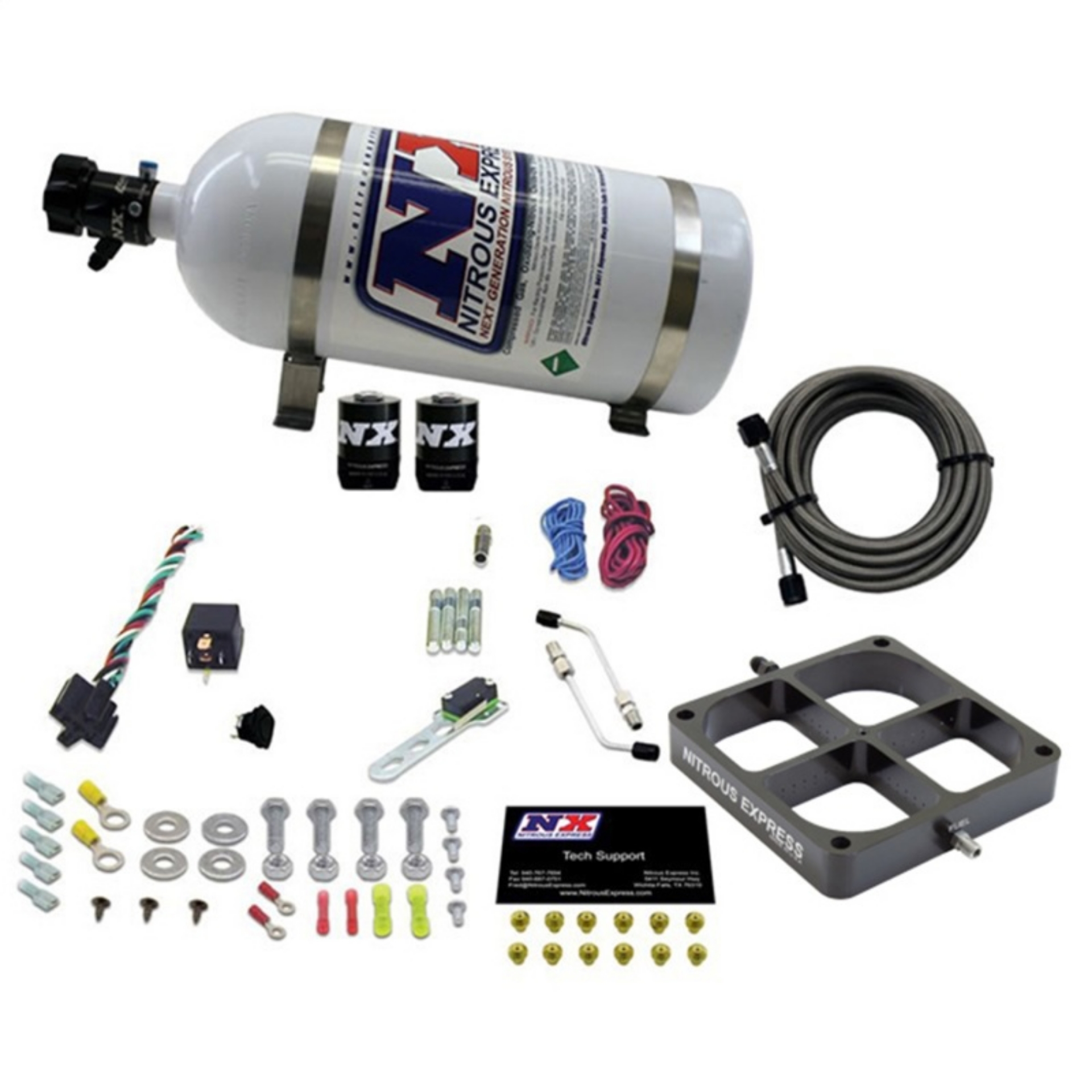 Picture of Nitrous Express Single Entry Crossbar 8500 Based Throttle Body Nitrous Kit w-10lb Bottle