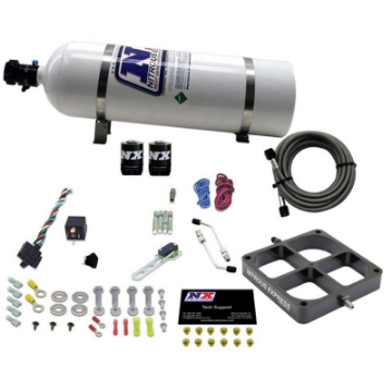 Picture of Nitrous Express Single Entry Crossbar 8500 Based Throttle Body Nitrous Kit w-15lb Bottle